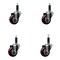 Service Caster 3'' Maroon Poly Wheel Swivel 1'' Expanding Stem Caster Set, 4PK SCC-EX20S314-PPUB-MRN-1-4 - alternate 1